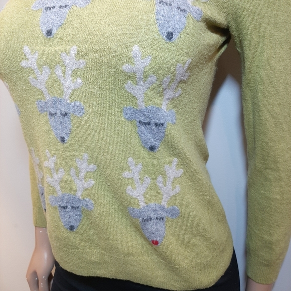 Lucy & Laurel Cashmere Wool Blend Ugly Christmas Sweater Reindeer Rudolph - Picture 4 of 14